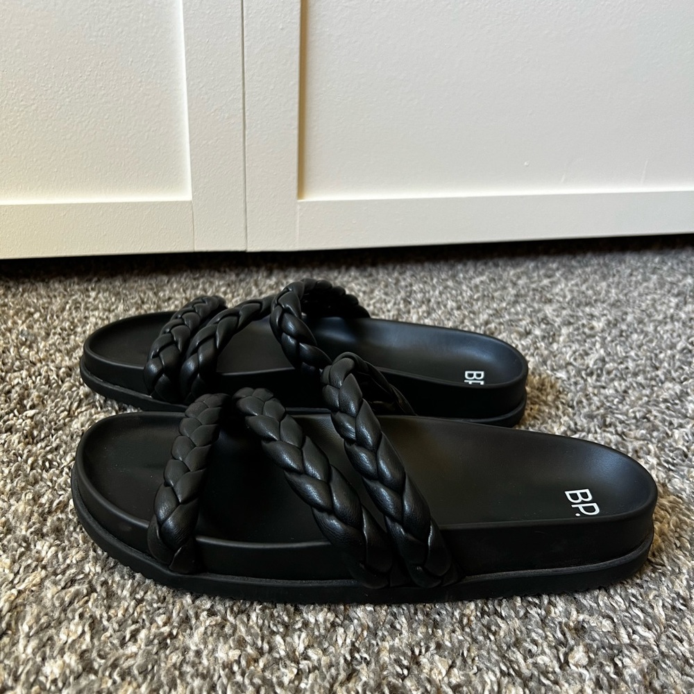 BP Keaton Braided‎ Slide Sandals Women’s Black Size 9.5